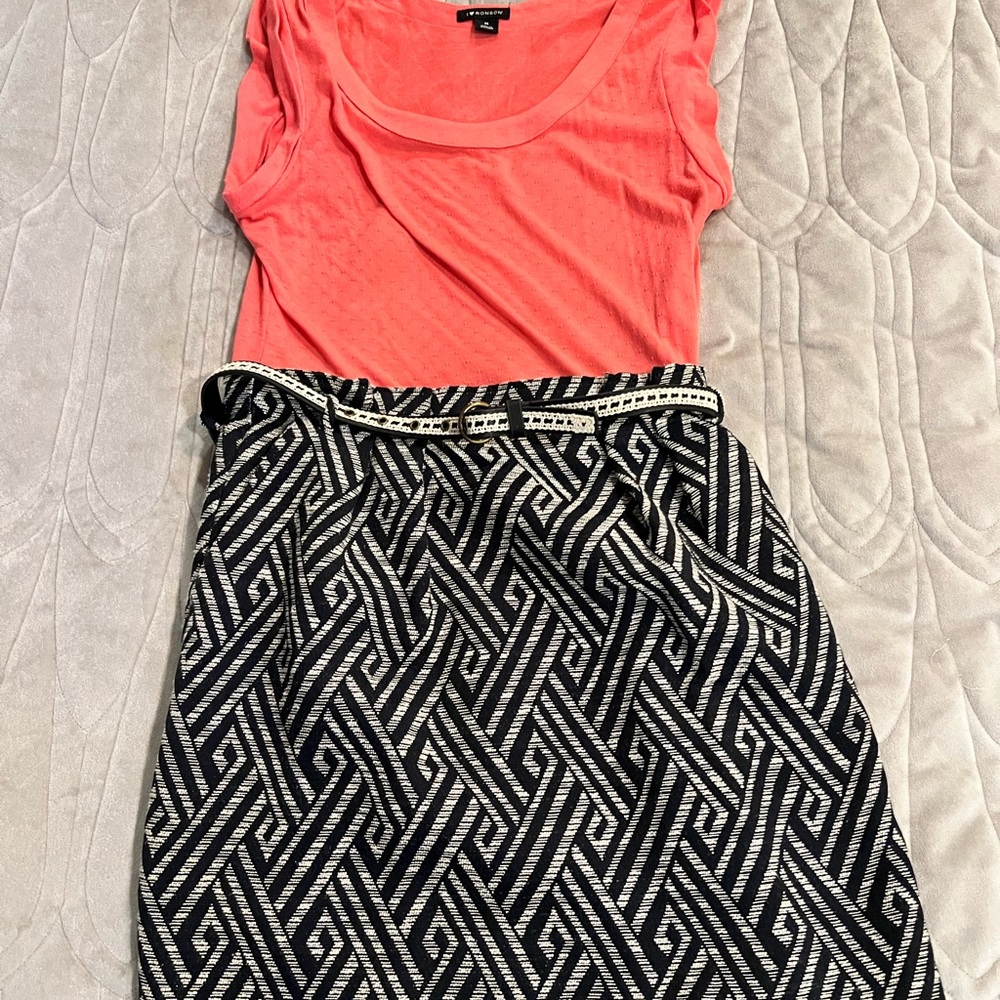I ❤️ Ronson. Limited edition Sleeveless coral black and white Aztec print dress
